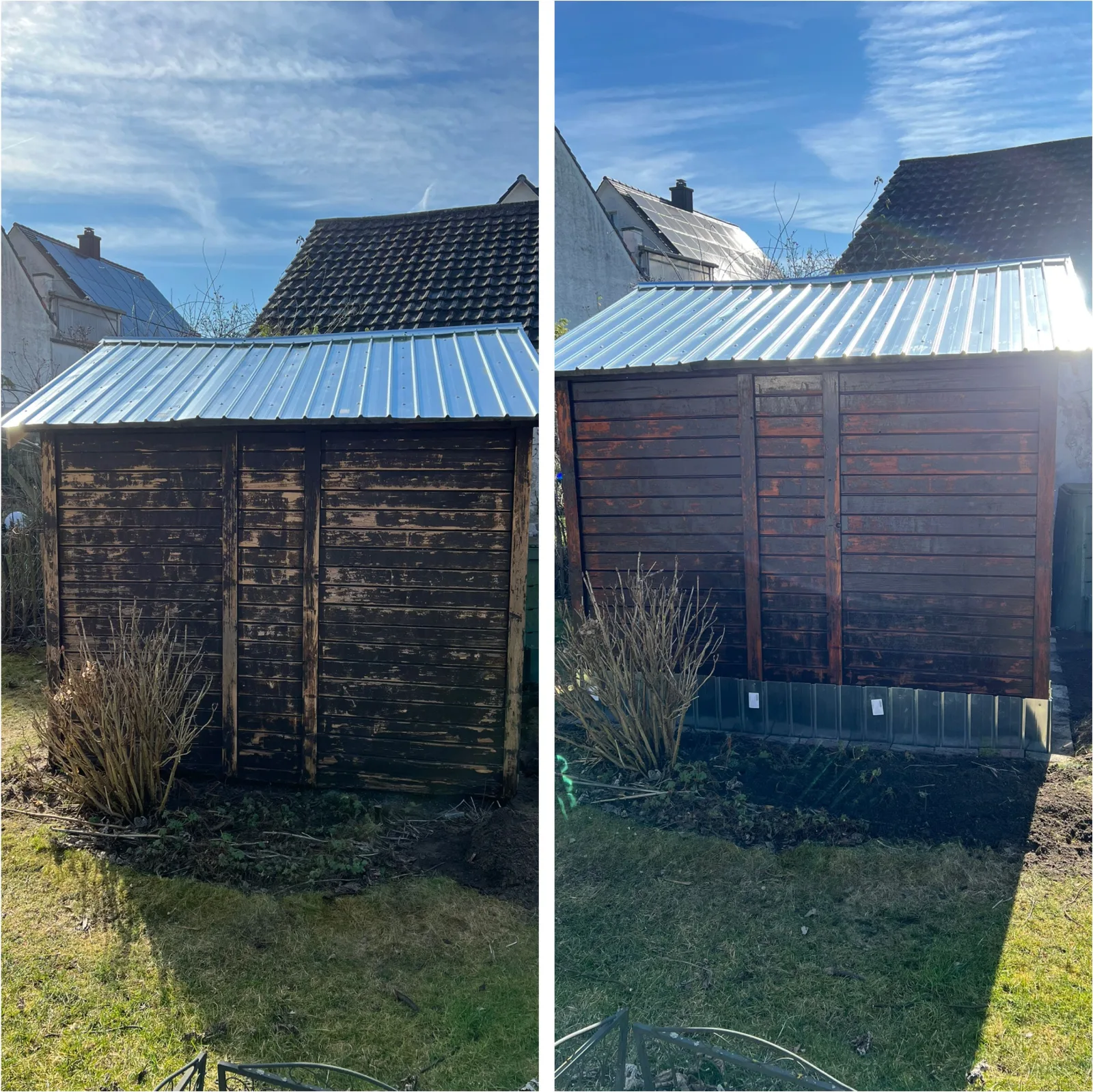 Gartenhaus: neues Blechdach montiert